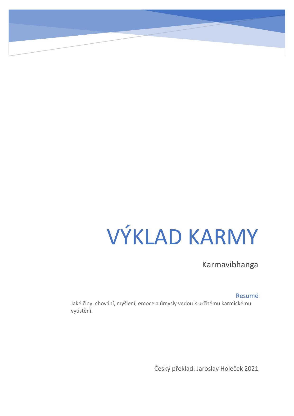 Obálka: Výklad karmy: Karmavibhanga